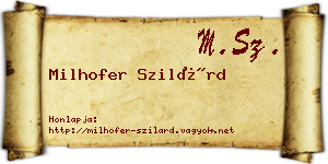 Milhofer Szilárd névjegykártya